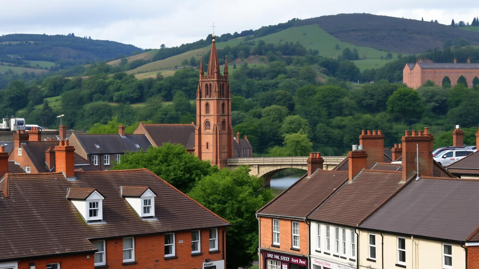 Structured Data for Tiverton trades and small businesses — Tiverton rooftops, church tower and the River Exe in Mid Devon, part of DigitalTiger's coverage area